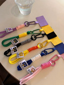 Korėjietiški spalvingi riešų dirželiai Rankų dirželiai Mieli pakabukai iPhone telefonams Priedai Grandinėlė Raktų pakabukas Raktų laido pakabinimo virvė