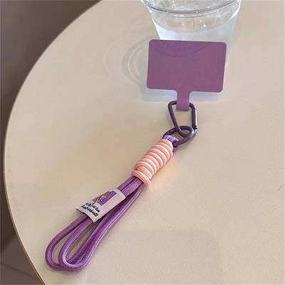 Korėjietiški spalvingi riešų dirželiai Rankų dirželiai Mieli pakabukai iPhone telefonams Priedai Grandinėlė Raktų pakabukas Raktų laido pakabinimo virvė