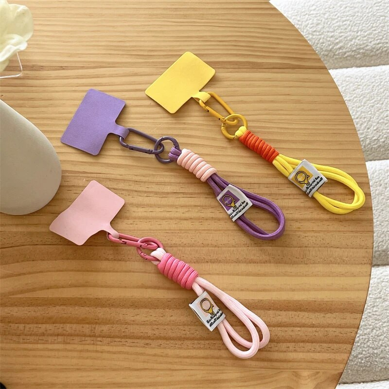 Korėjietiški spalvingi riešų dirželiai Rankų dirželiai Mieli pakabukai iPhone telefonams Priedai Grandinėlė Raktų pakabukas Raktų laido pakabinimo virvė