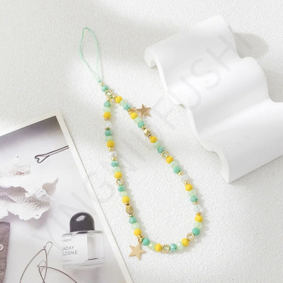 Penkiakampis žvaigždės pakabukas karoliukais Mobiliojo telefono grandinėlė madinga mobiliojo telefono dėklas Kabantis virvė Moterų telefono telefono dirželis papuošalai