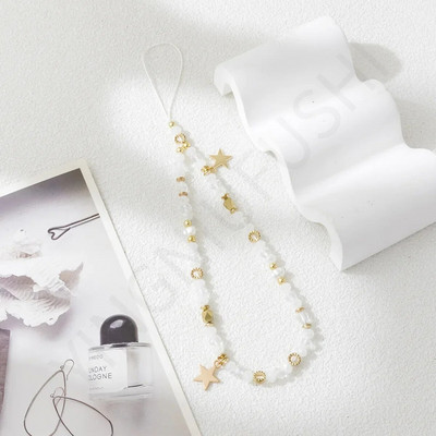 Penkiakampis žvaigždės pakabukas karoliukais Mobiliojo telefono grandinėlė madinga mobiliojo telefono dėklas Kabantis virvė Moterų telefono telefono dirželis papuošalai