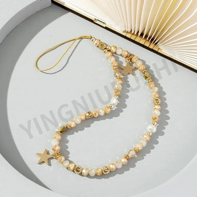 Penkiakampis žvaigždės pakabukas karoliukais Mobiliojo telefono grandinėlė madinga mobiliojo telefono dėklas Kabantis virvė Moterų telefono telefono dirželis papuošalai