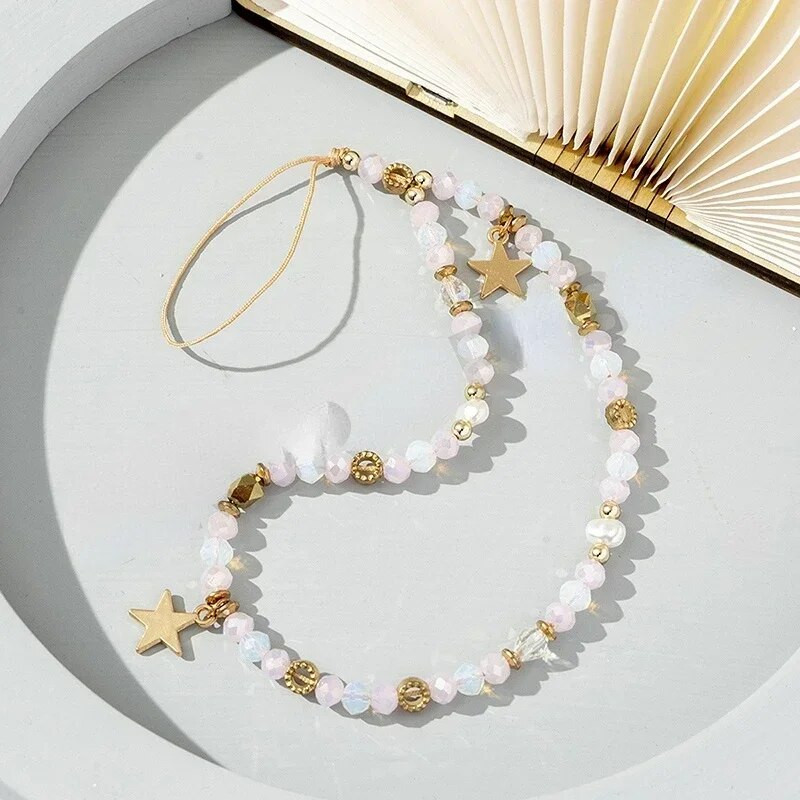 Penkiakampis žvaigždės pakabukas karoliukais Mobiliojo telefono grandinėlė madinga mobiliojo telefono dėklas Kabantis virvė Moterų telefono telefono dirželis papuošalai