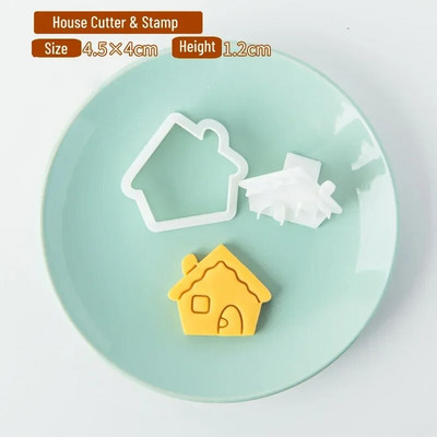 2 vnt Mini sausainių pjaustytuvai Plastikiniai 3D Kalėdų teminiai animaciniai filmukai Paspaudžiami sausainių formelės Sausainių antspaudas Virtuvė Kepimas Tešlos kepiniai