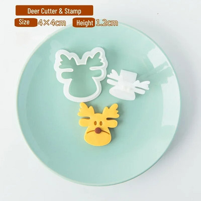 2 vnt Mini sausainių pjaustytuvai Plastikiniai 3D Kalėdų teminiai animaciniai filmukai Paspaudžiami sausainių formelės Sausainių antspaudas Virtuvė Kepimas Tešlos kepiniai