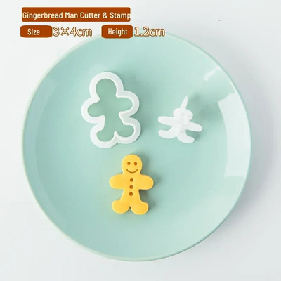 2 vnt Mini sausainių pjaustytuvai Plastikiniai 3D Kalėdų teminiai animaciniai filmukai Paspaudžiami sausainių formelės Sausainių antspaudas Virtuvė Kepimas Tešlos kepiniai