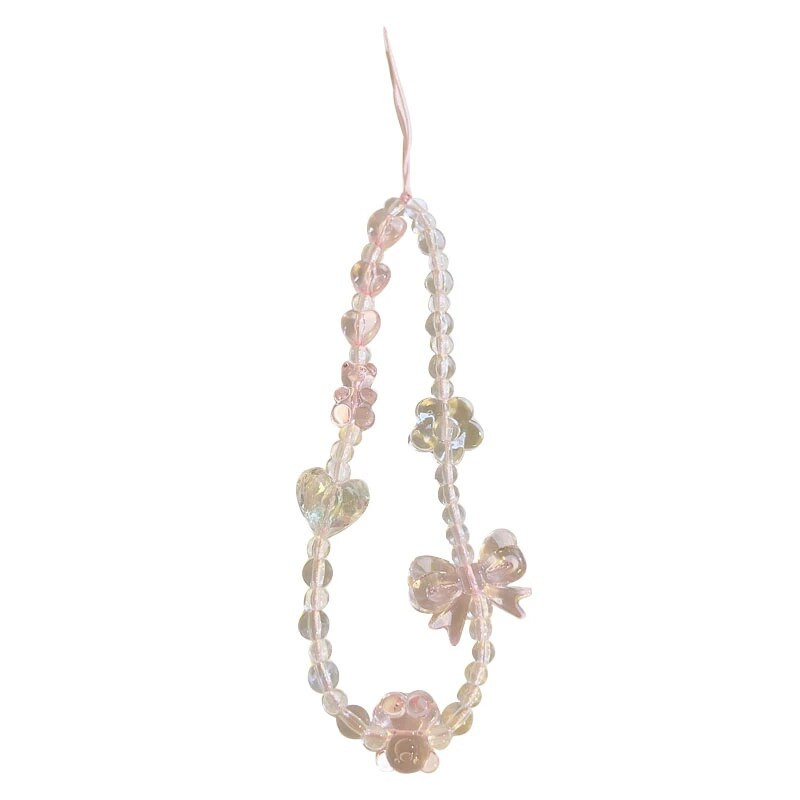 Korėjietiškas mielas meškiukas meilės širdelės lankelis su karoliukais telefono žavesio grandinėlės, skirtos iPhone moterims, mergaičių papuošalų dirželis, pakabinamas laido apyrankė