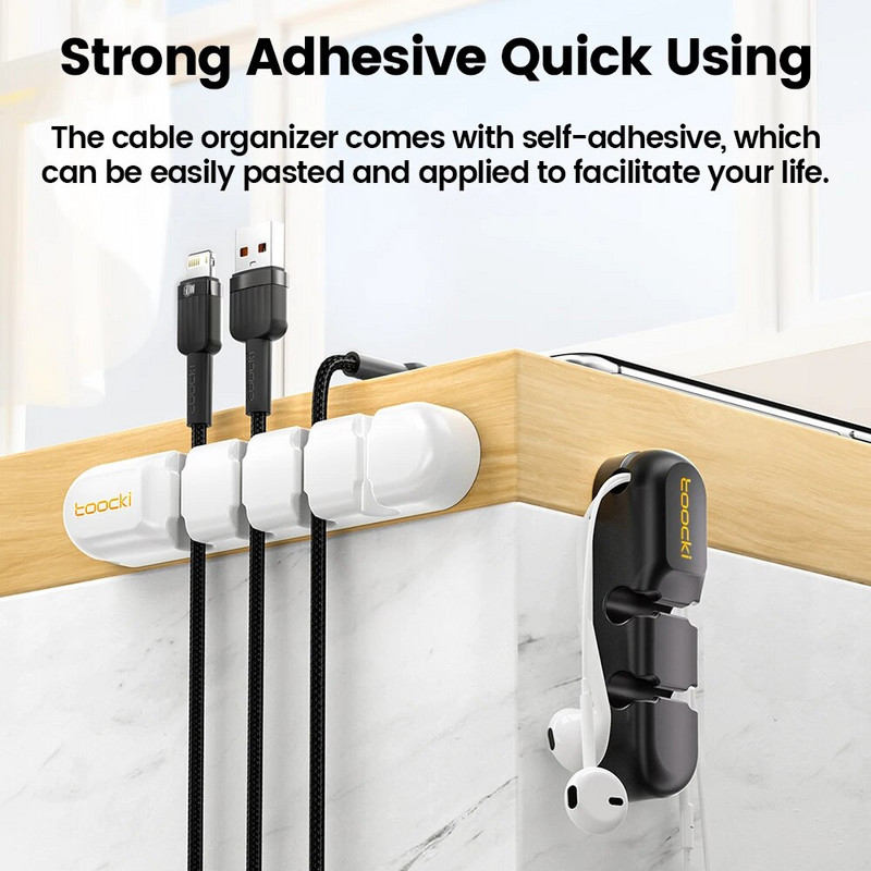 Toocki Cable Organizer Management Desktop Tidy Clips USB kabelio vyniojimo laido laikiklis, skirtas pelės ausinių kabelio apsaugai.