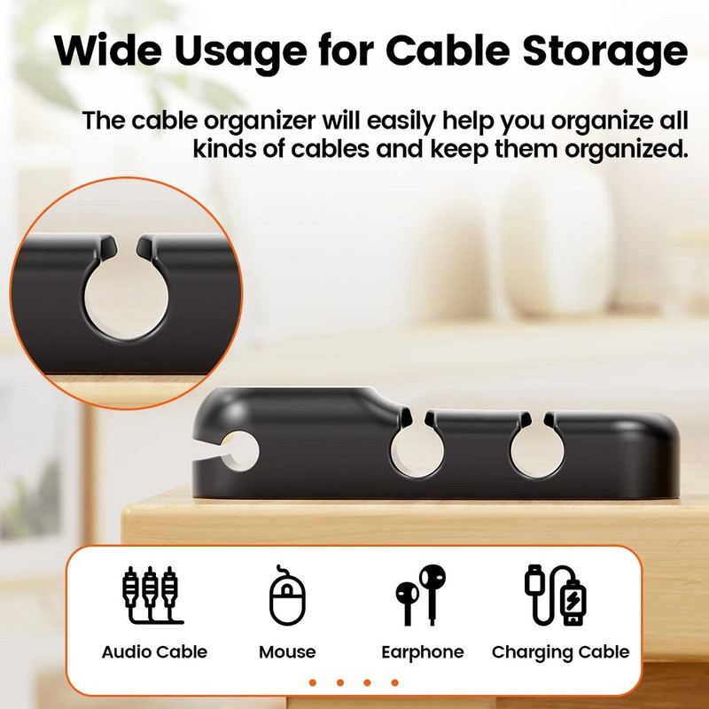 Toocki Cable Organizer Management Desktop Tidy Clips USB kabelio vyniojimo laido laikiklis, skirtas pelės ausinių kabelio apsaugai.