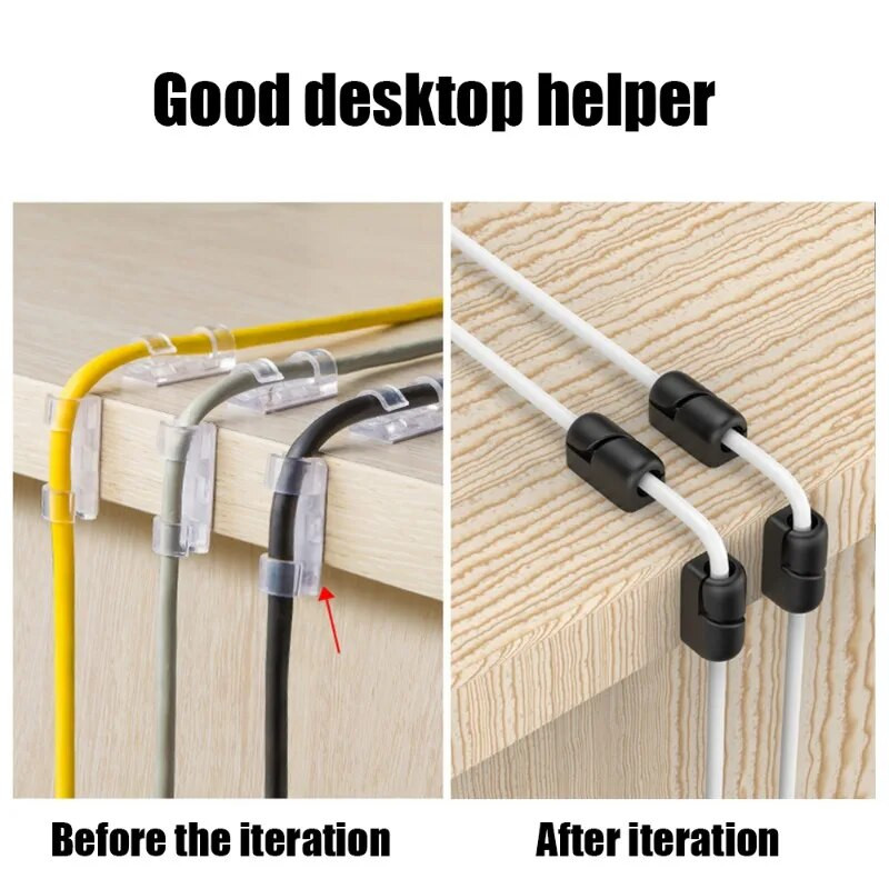 Kabelių laikiklio spaustukai Laido valdymo lipni juoda/balta/pilka vielos laikiklio spaustukas Lipnus automobilinis vielos spaustuko priedai