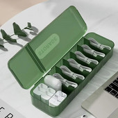 Νέο Cable Storage Box Organizer Charger Charger Storage Box με 7 θήκες επαναχρησιμοποιήσιμη θήκη αποθήκευσης καλωδίου δεδομένων για το σπίτι ή το ταξίδι