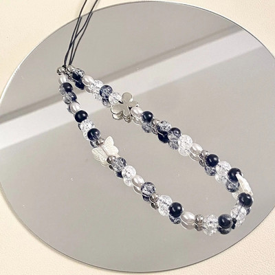 Weet and Cool Hot Girl Juodai baltas stiklinis mobiliojo telefono dėklo priedai Mobiliojo telefono grandinėlė pakabukas krepšys Charm