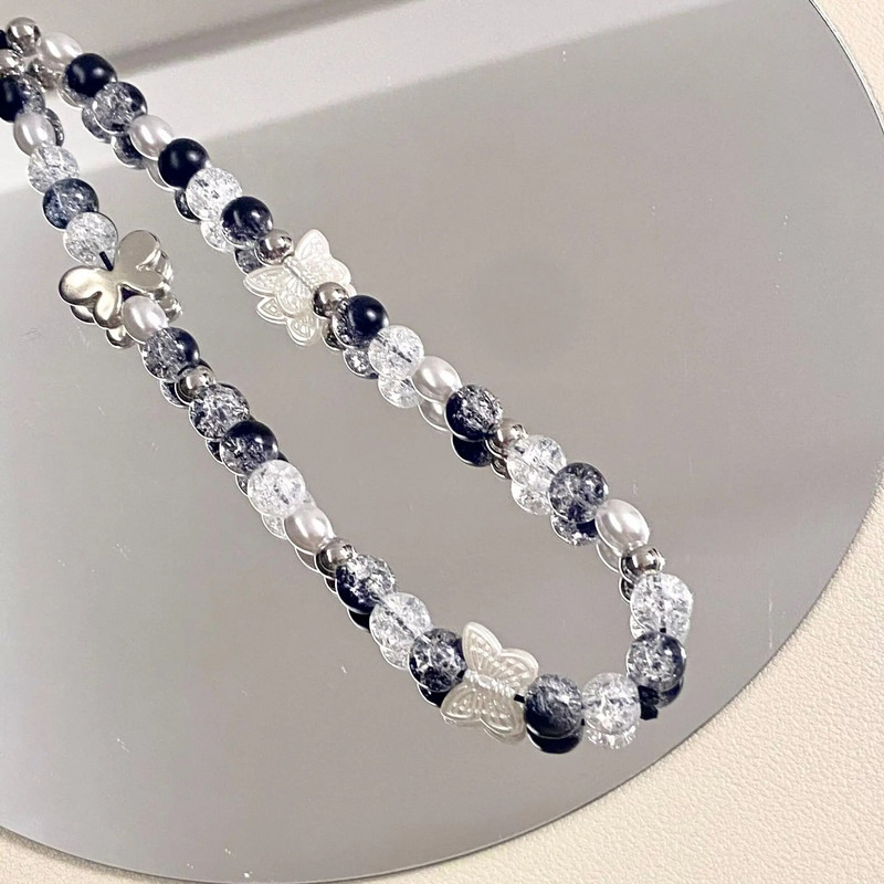 Weet and Cool Hot Girl Juodai baltas stiklinis mobiliojo telefono dėklo priedai Mobiliojo telefono grandinėlė pakabukas krepšys Charm