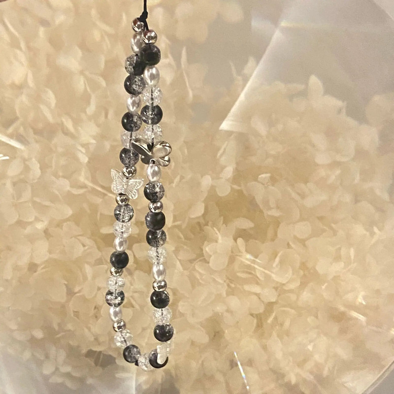 Weet and Cool Hot Girl Juodai baltas stiklinis mobiliojo telefono dėklo priedai Mobiliojo telefono grandinėlė pakabukas krepšys Charm