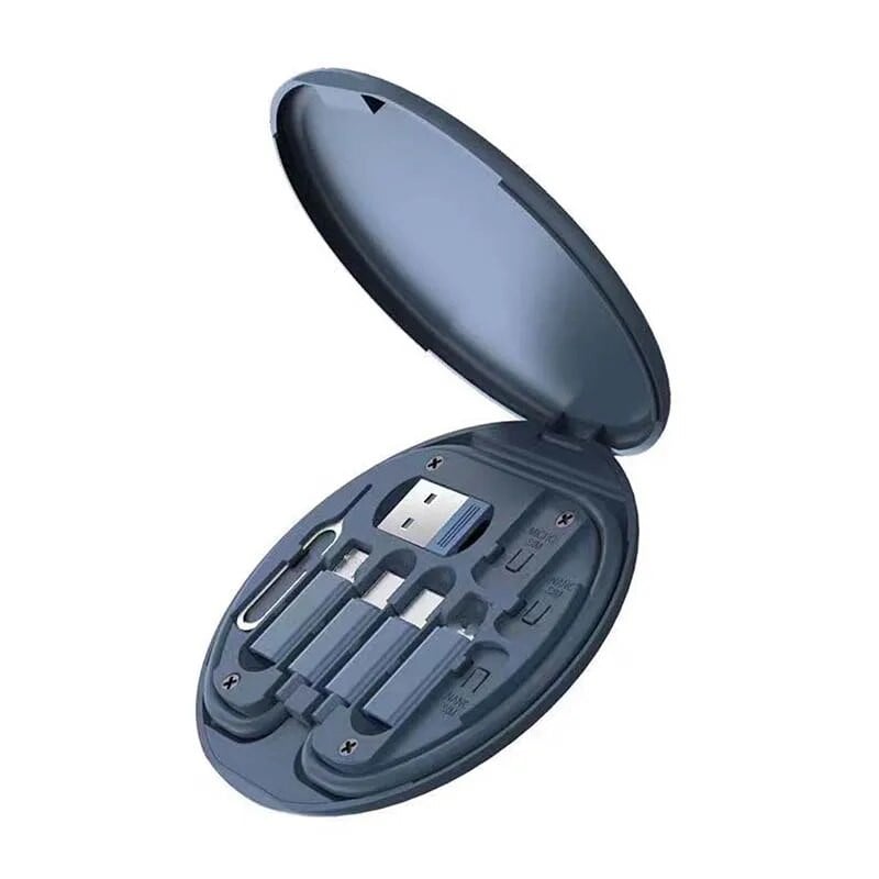 60 W greito įkrovimo laidai C tipo mobiliojo telefono duomenų kabelio USB įkroviklio rinkinio laikymo dėžutė, skirta Apple Samsung su atkūrimo kortelės kaiščiu