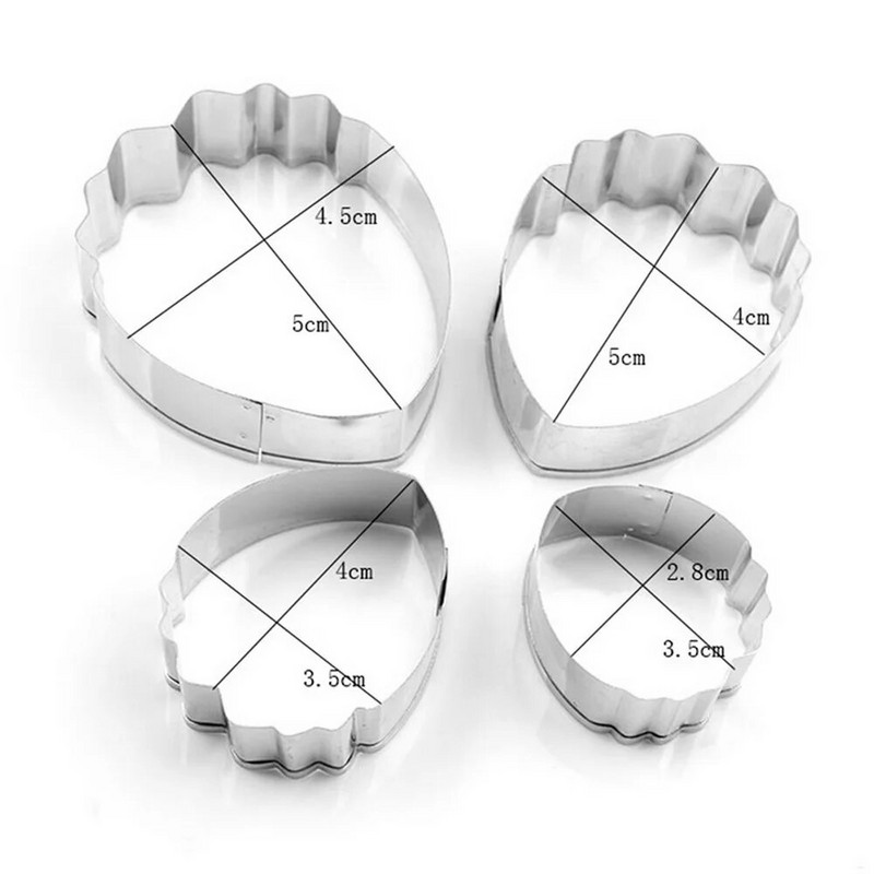 4/5 vnt./rinkinys Plieninė fondanto pyrago kepimo forma Širdies gėlių žvaigždės formos omleto forma „pasidaryk pats“ sausainių sausainių pjaustyklės dekoravimo formos