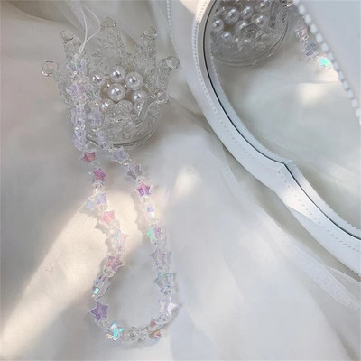 Miela žvaigždės karoliukais telefono grandinėlė akrilo karoliukais Korėjos telefono pakabukas Miela spalvinga telefono grandinėlė, pakabinama papuošalai mergaitei