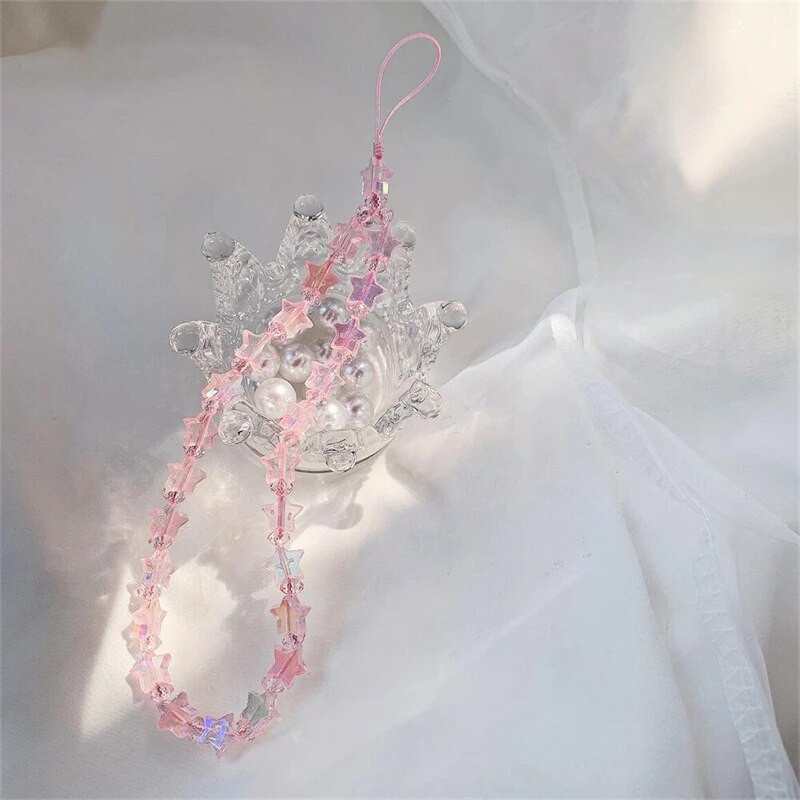 Miela žvaigždės karoliukais telefono grandinėlė akrilo karoliukais Korėjos telefono pakabukas Miela spalvinga telefono grandinėlė, pakabinama papuošalai mergaitei