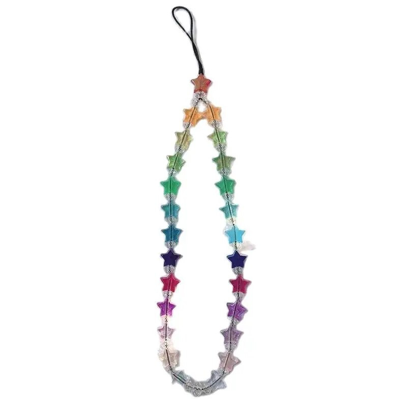 Miela žvaigždės karoliukais telefono grandinėlė akrilo karoliukais Korėjos telefono pakabukas Miela spalvinga telefono grandinėlė, pakabinama papuošalai mergaitei