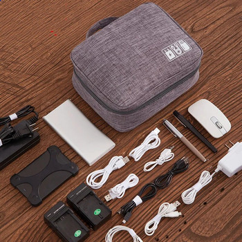 3-степенна преносима кабелна чанта за държач на USB линия за пътуване Power Bank Earphone Line Организатор Кутия Зареждане на мишка Съхранение на данни Чанта с цип