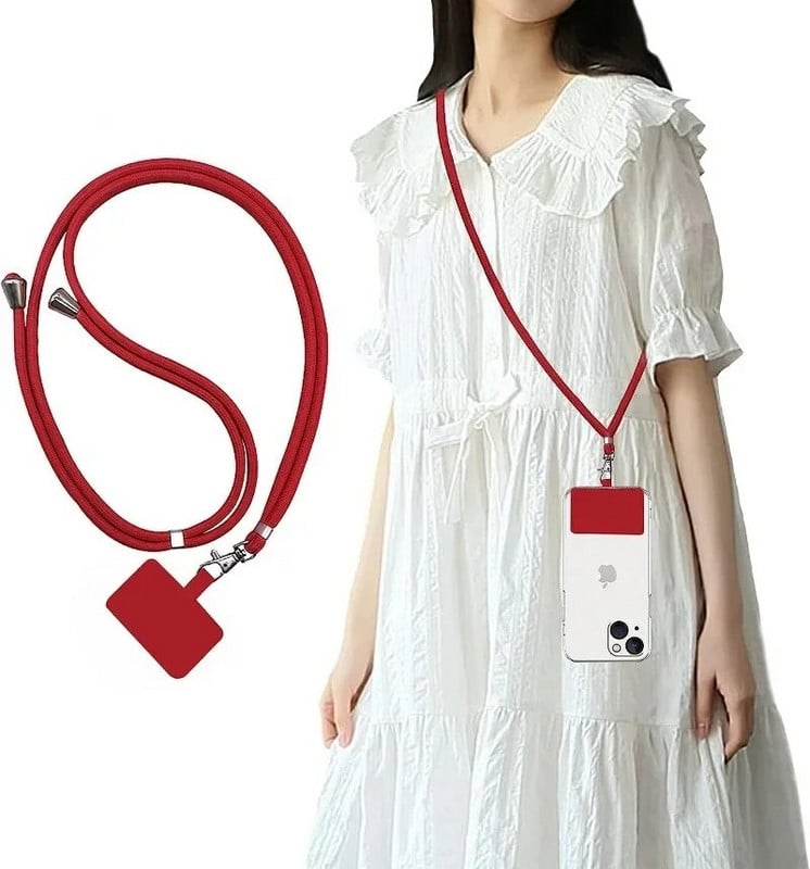 150 cm universalios kryžminės telefono raištelės su reguliuojamu pleistru, mobiliojo telefono kaklo virvė, skirta pakabinti mobiliojo telefono laido dirželį