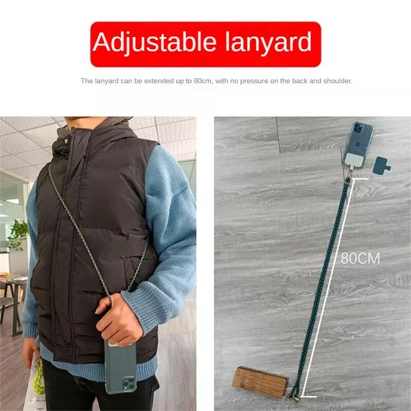 Universalus Crossbody Lanyard Kaklo papuošalo dirželis Mobilus Telefonas Ilgas reguliuojamas telefono dėklas su segtuku, skirtas iPhone xiaomi Samsung