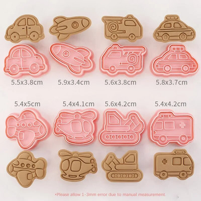 8 vnt Automobilių animacinių filmų sausainių antspaudai Karšto oro balionų laivams lėktuvų transporto priemonių serijos fondant reljefiniai sausainių pyragaičių kepimo formos