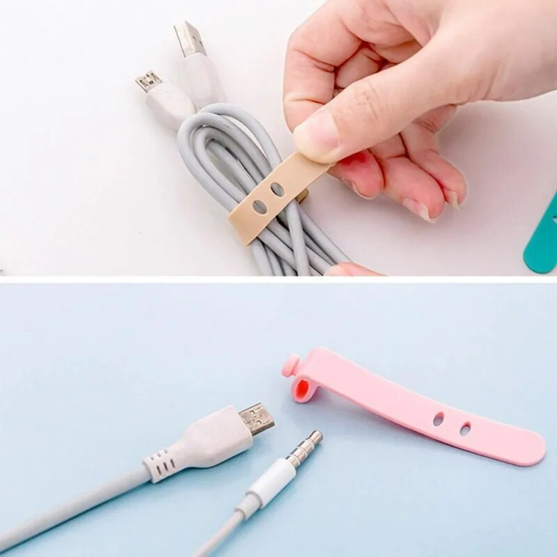 4 vnt Universalus kabelių valdymo laido fiksatorius įkroviklis Organizatorius Naujas telefono kabelio apvyniojimo ausinių spaustukas silikoninis laikiklis