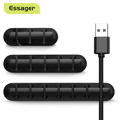 Essager Cable Organizer Θήκη καλωδίου USB Ακουστικά Ακουστικά Ποντίκι Φορτιστής Καλώδιο Προστασία γραφείου Winder Clip Cable Διαχείριση