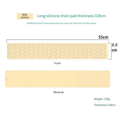 55/30 cm Silikoniniai stalo reikmenys pagalvėlė virtuvės reikmenų apsaugos kilimėlis nuo slydimo kriauklės padėklas Indų džiovinimo pagalvėlė laikymo kriauklės nutekėjimo kilimėlis