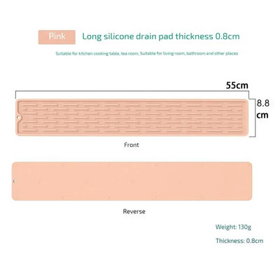 55/30 cm Silikoniniai stalo reikmenys pagalvėlė virtuvės reikmenų apsaugos kilimėlis nuo slydimo kriauklės padėklas Indų džiovinimo pagalvėlė laikymo kriauklės nutekėjimo kilimėlis