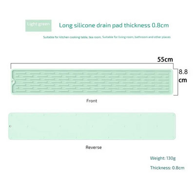 55/30 cm Silikoniniai stalo reikmenys pagalvėlė virtuvės reikmenų apsaugos kilimėlis nuo slydimo kriauklės padėklas Indų džiovinimo pagalvėlė laikymo kriauklės nutekėjimo kilimėlis