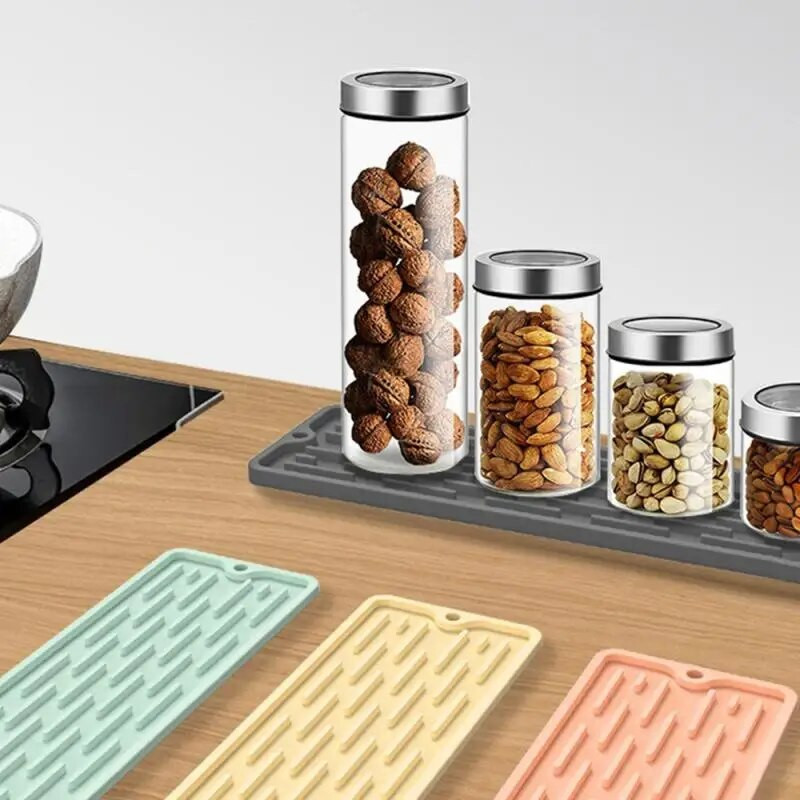 55/30 cm Silikoniniai stalo reikmenys pagalvėlė virtuvės reikmenų apsaugos kilimėlis nuo slydimo kriauklės padėklas Indų džiovinimo pagalvėlė laikymo kriauklės nutekėjimo kilimėlis