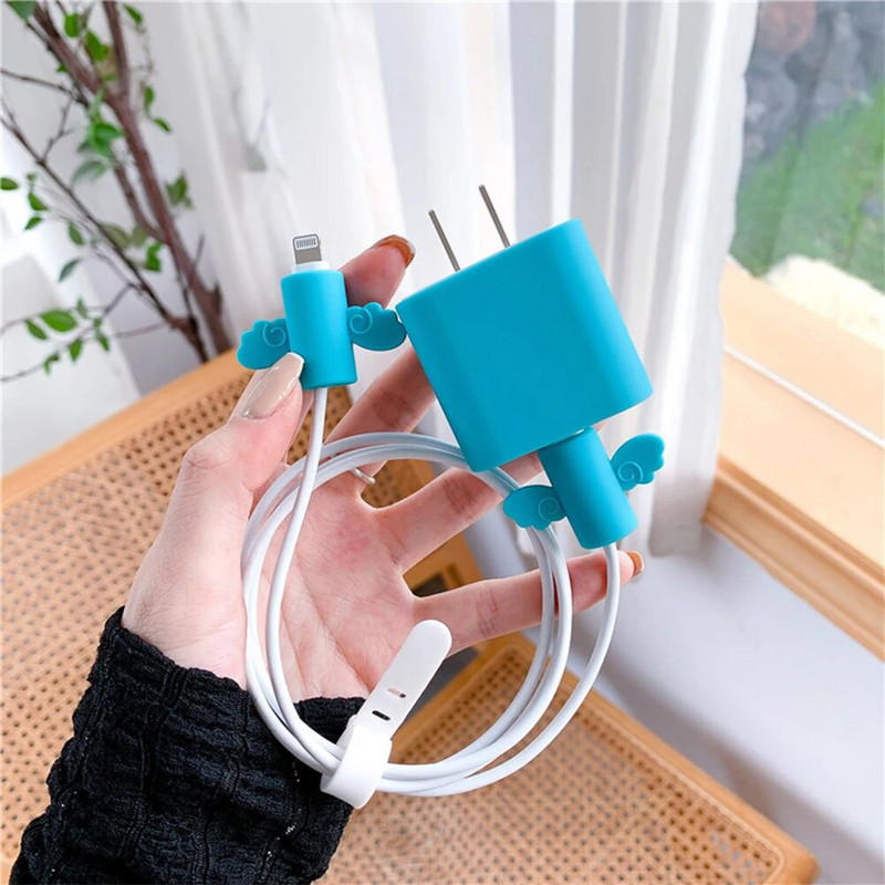 Silikoninis įkrovimo laido apsauginis dangtelis, skirtas iPhone USB USB laido apsaugai įkrovimui duomenų kabelio įkroviklio saugos apvalkalas