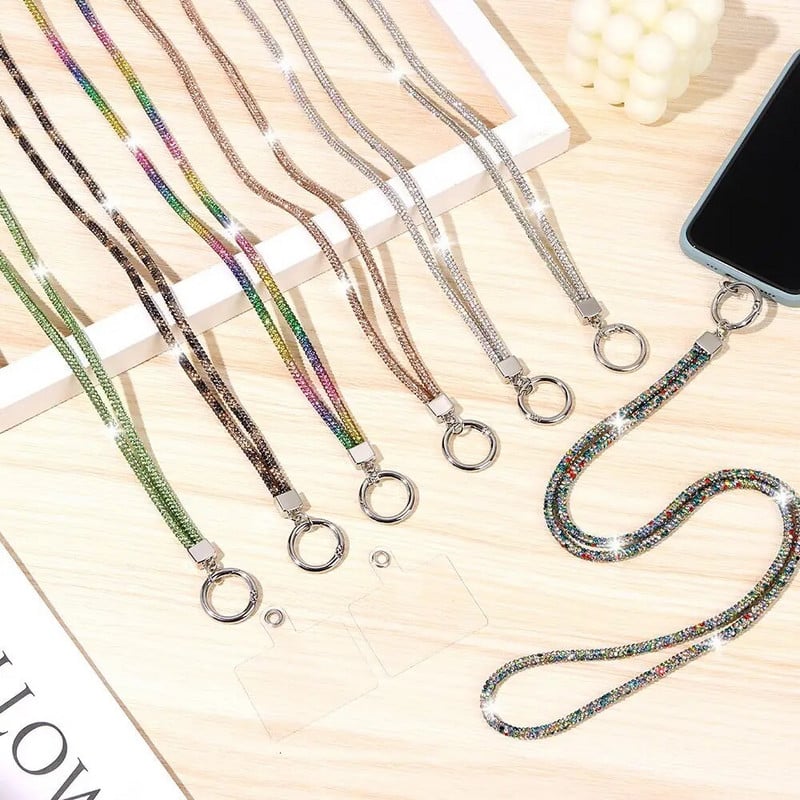 Blizgučiai Bling Bling raktų pakabukas deimantinis krištolinis lynas grandinės dirželiai Kalnų krištolinis telefono dirželis pakabinamas laidas