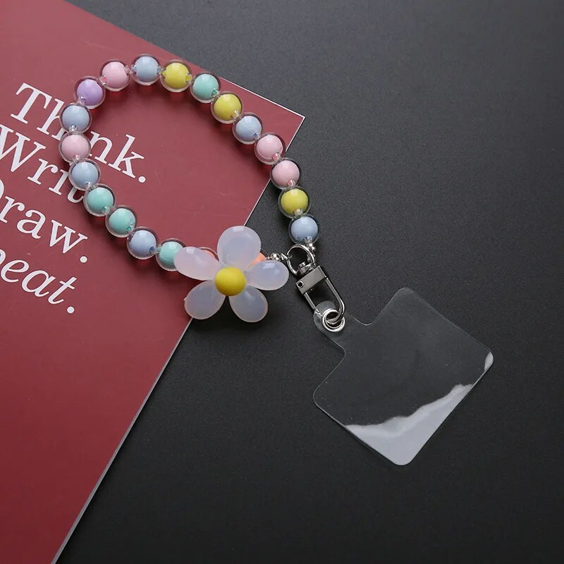 Värviline mobiiltelefoni kaelarihm naistele Käeshoitav kett Lühike kaotsiminekuvastane mobiiltelefoni ümbris Võtme ripatsiga telefonirihm