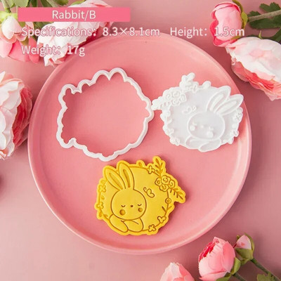 Mielas triušio formos sausainių reljefinis antspaudas, zuikio vainikas, fondantas