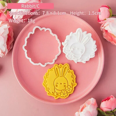 Mielas triušio formos sausainių reljefinis antspaudas, zuikio vainikas, fondantas