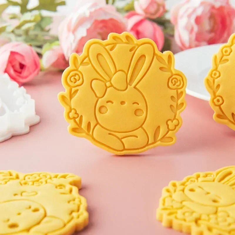 Mielas triušio formos sausainių reljefinis antspaudas, zuikio vainikas, fondantas