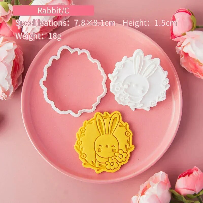 Mielas triušio formos sausainių reljefinis antspaudas, zuikio vainikas, fondantas