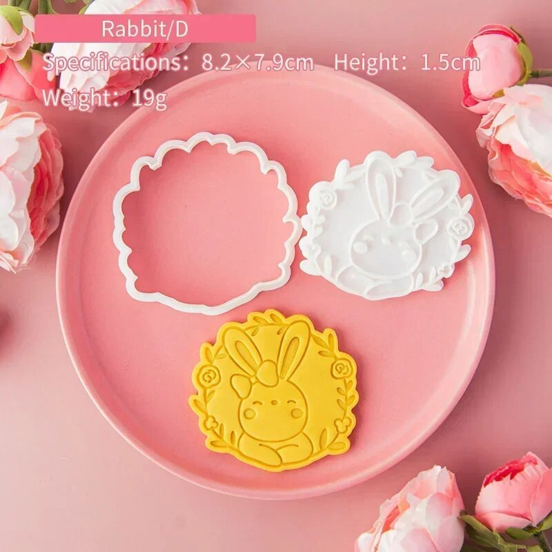 Mielas triušio formos sausainių reljefinis antspaudas, zuikio vainikas, fondantas