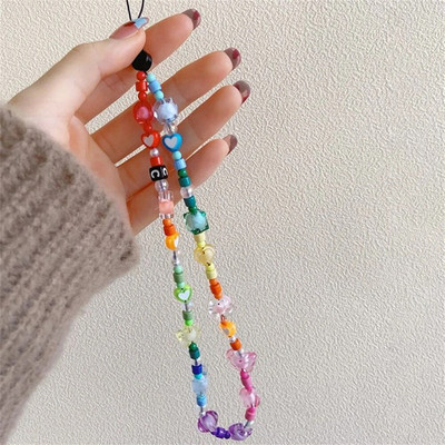 Korea armsa südamega helmestega telefoni võlurihm, kett, kaelapael, naiste, tüdrukute ehted, liblikad, telefonihelmed, ripatskaunistused, hulgimüük