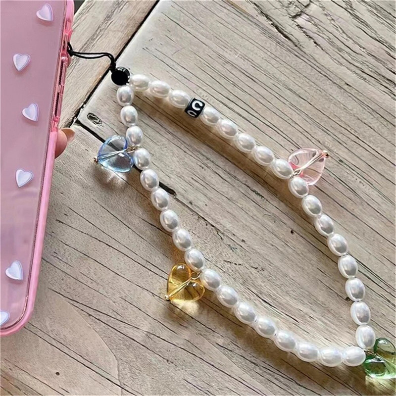 Korea armsa südamega helmestega telefoni võlurihm, kett, kaelapael, naiste, tüdrukute ehted, liblikad, telefonihelmed, ripatskaunistused, hulgimüük