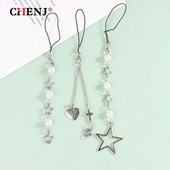 1vnt Originalūs „pasidaryk pats“ rankų darbo mielo lydinio telefonų pakabukai „Kawaii“ pakabukas su raktų pakabuko dirželiu su „Star Bead“ animacinių filmų priedais