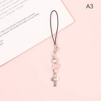 1vnt Originalūs „pasidaryk pats“ rankų darbo mielo lydinio telefonų pakabukai „Kawaii“ pakabukas su raktų pakabuko dirželiu su „Star Bead“ animacinių filmų priedais