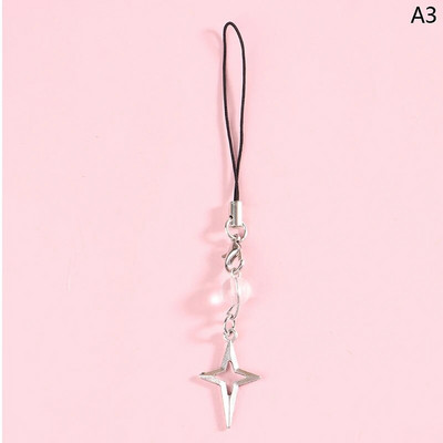 1vnt Originalūs „pasidaryk pats“ rankų darbo mielo lydinio telefonų pakabukai „Kawaii“ pakabukas su raktų pakabuko dirželiu su „Star Bead“ animacinių filmų priedais