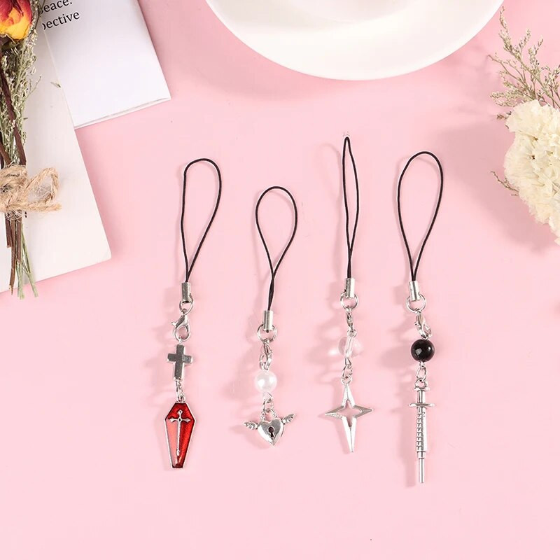 1vnt Originalūs „pasidaryk pats“ rankų darbo mielo lydinio telefonų pakabukai „Kawaii“ pakabukas su raktų pakabuko dirželiu su „Star Bead“ animacinių filmų priedais