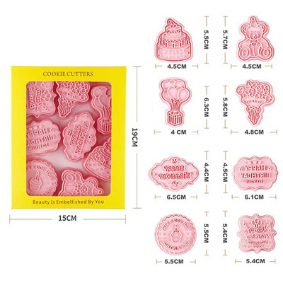 Su gimtadieniu tema Sausainių pjaustytuvų rinkinys „Pasidaryk pats“ sausainių formelių sausainių antspaudas Kepimas pyragas Kepiniai Įrankiai Virtuvės priedai