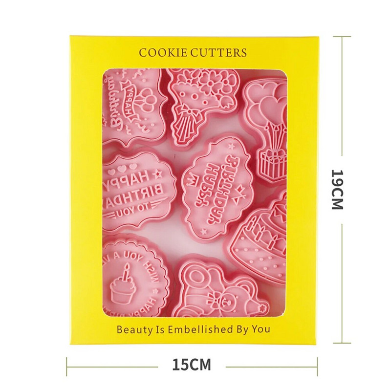 Su gimtadieniu tema Sausainių pjaustytuvų rinkinys „Pasidaryk pats“ sausainių formelių sausainių antspaudas Kepimas pyragas Kepiniai Įrankiai Virtuvės priedai