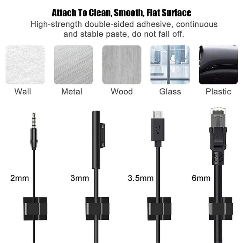 50/20/10 DB Kábelrendező kapcsok Dróttekercselő tartó Fülhallgató Egér Vezetékcsipesz védő Kezelés Ragasztó kampók Asztali bilincs